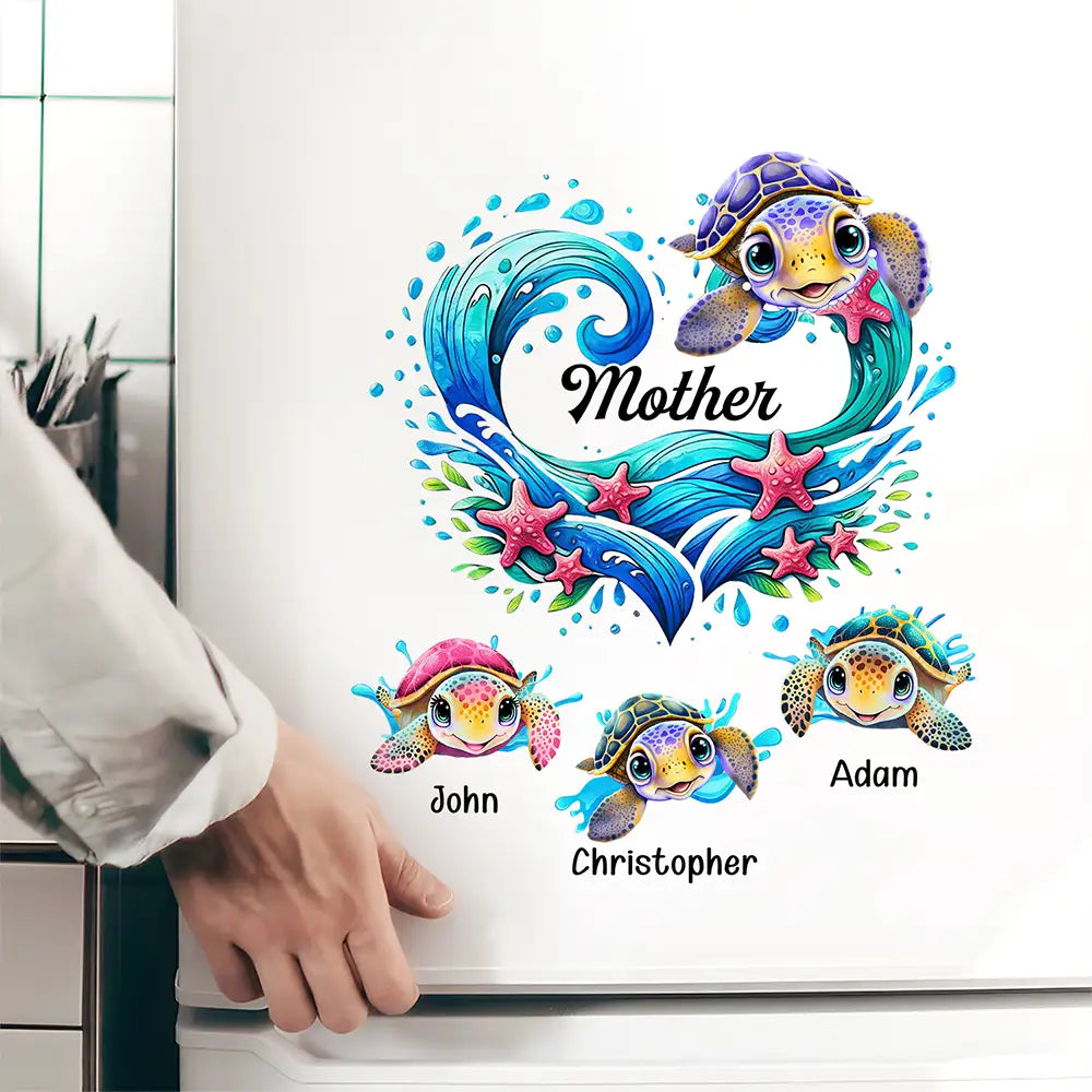 Grandma Mom And Baby Turtles - Personalized Decor Decal