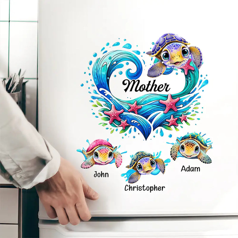 Grandma Mom And Baby Turtles - Personalized Decor Decal