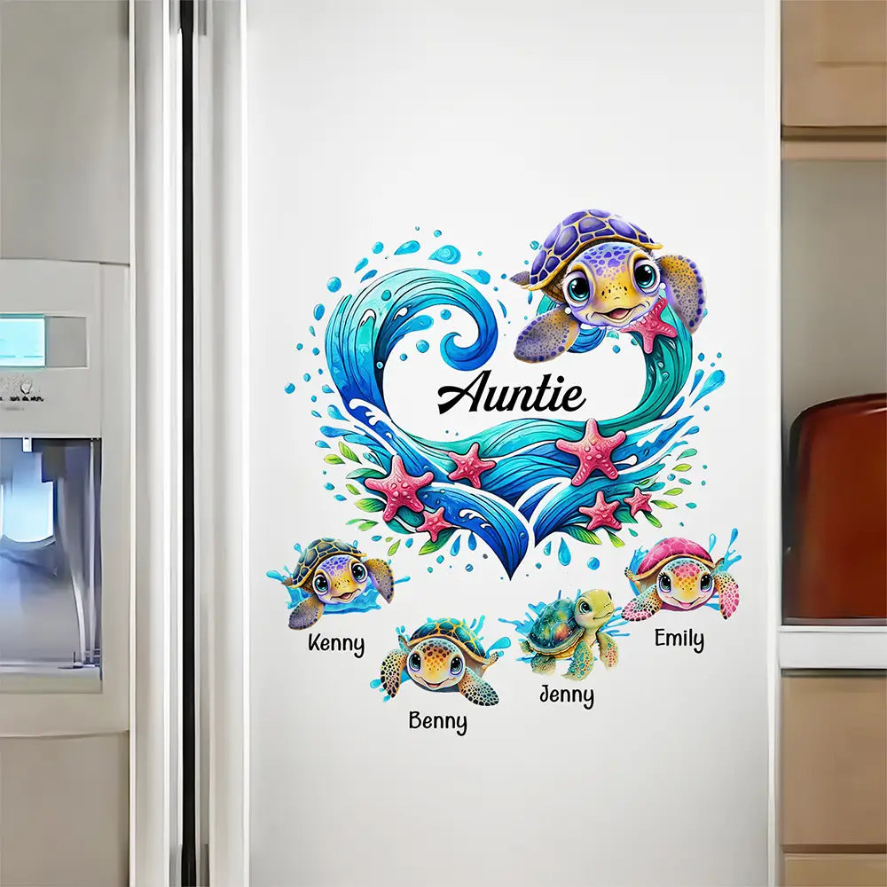 Grandma Mom And Baby Turtles - Personalized Decor Decal