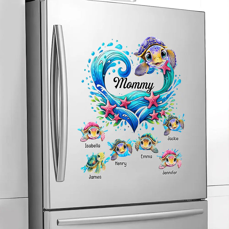 Grandma Mom And Baby Turtles - Personalized Decor Decal