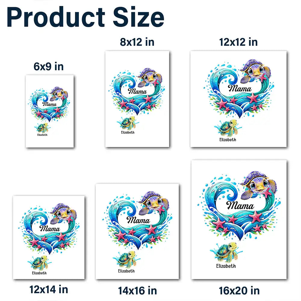 Grandma Mom And Baby Turtles - Personalized Decor Decal