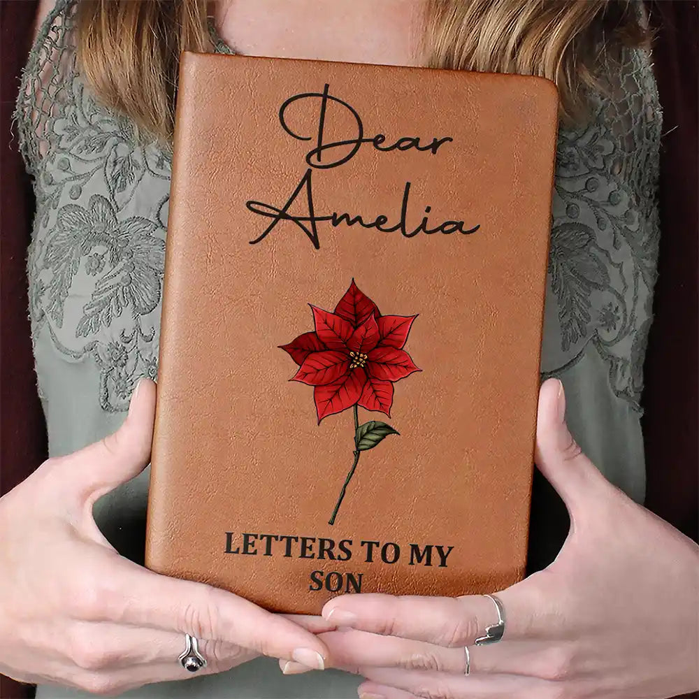 Birth Month Flowers Sketch Letter To My Family - Personalized Leather Journal