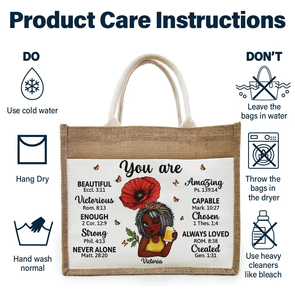 Birth Month Flowers You Are Beautiful Amazing - Personalized Jute Tote Bag