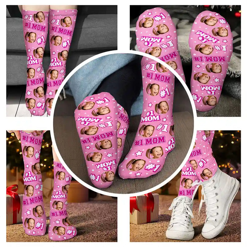 Photo personnalisée pour enfants : 1 papa, 1 maman - Chaussettes personnalisées 