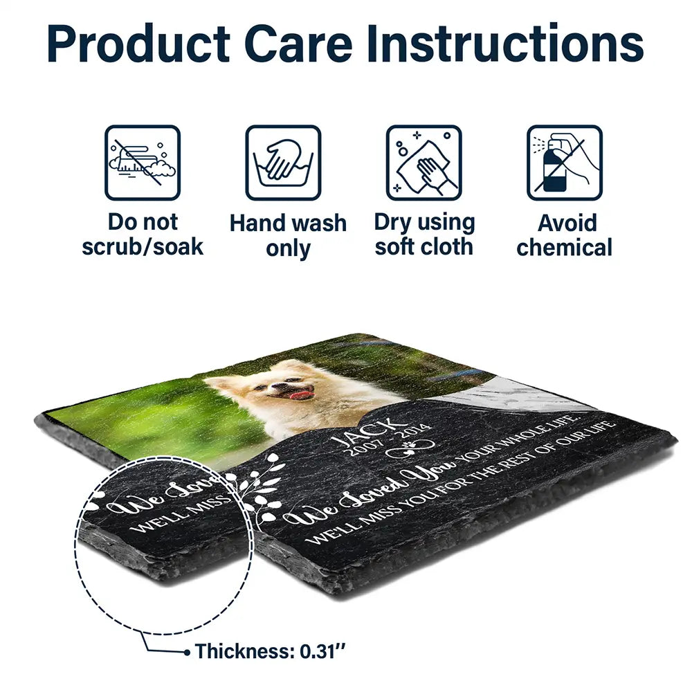 Photo personnalisée « Nous t'aimons de tout notre cœur » - Pierre commémorative rectangulaire personnalisée pour jardin 