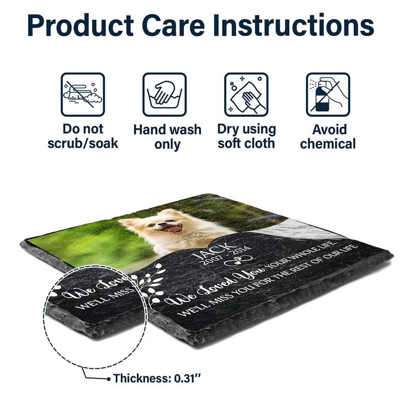 Photo personnalisée « Nous t'aimons de tout notre cœur » - Pierre commémorative rectangulaire personnalisée pour jardin 