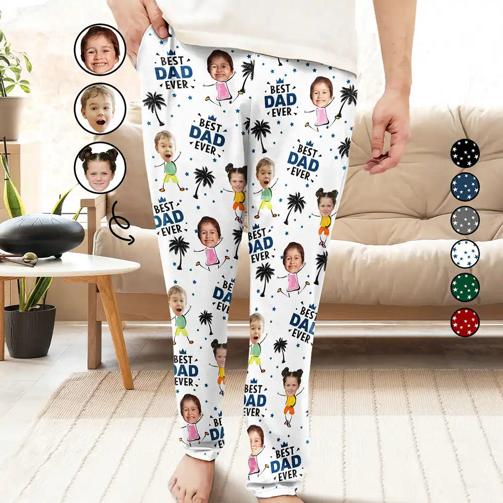 Custom Photo Best Dad Grandpa Ever Personalized Pajama Pants Wander Prints