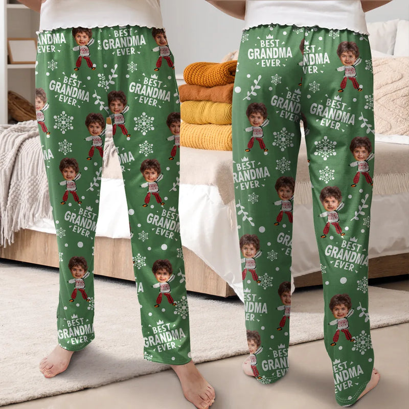 Custom Photo Best Mom Grandma Ever Snow Pattern - Personalized Sweatpants