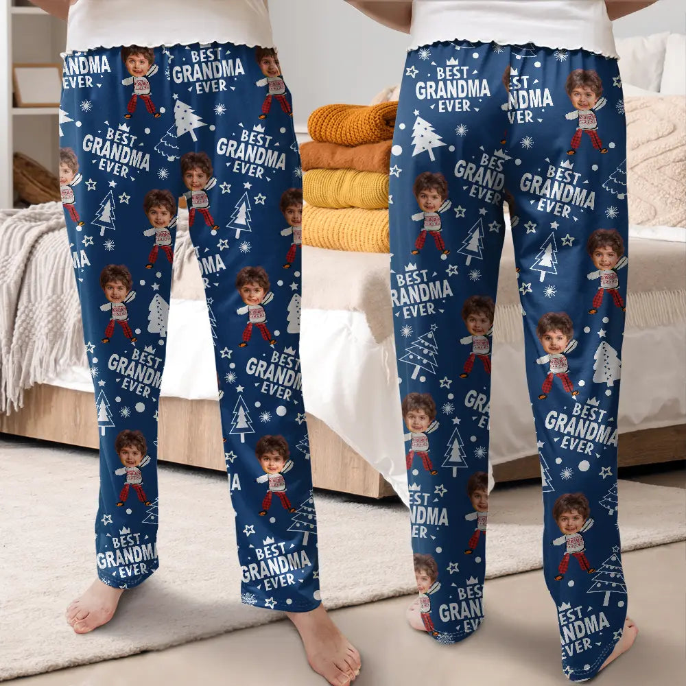 Photo personnalisée de la meilleure maman et grand-mère de tous les temps, motif sapin - Pantalon de survêtement personnalisé 
