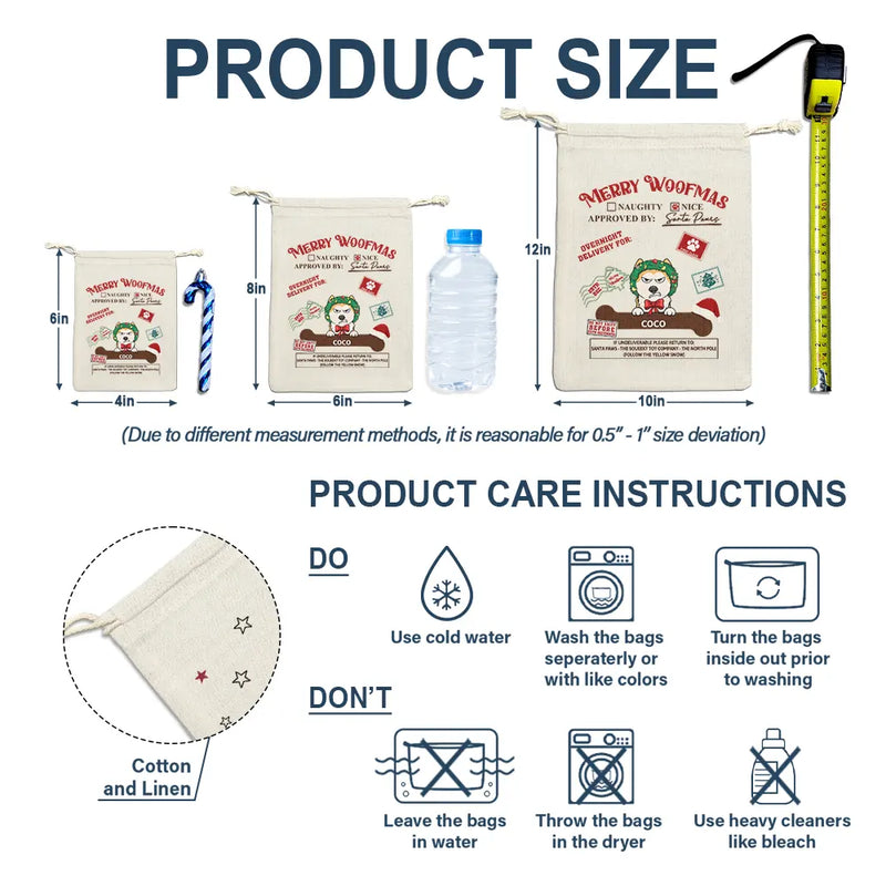 Joyeux Noël, Meowy Catmas, drôle de dessin animé, chien et chat - Sac cadeau personnalisé 