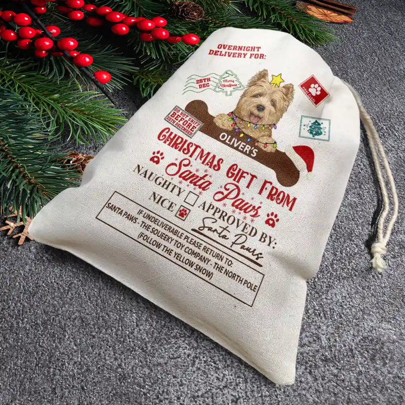 Christmas Gift From Santa Paws - Personalized Favor Bag