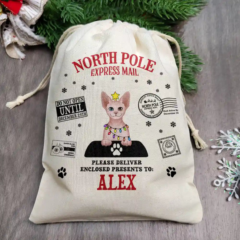North Pole Santa Paws Sack Funny Pet - Personalized Favor Bag