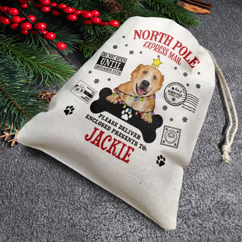North Pole Santa Paws Sack Funny Pet - Personalized Favor Bag