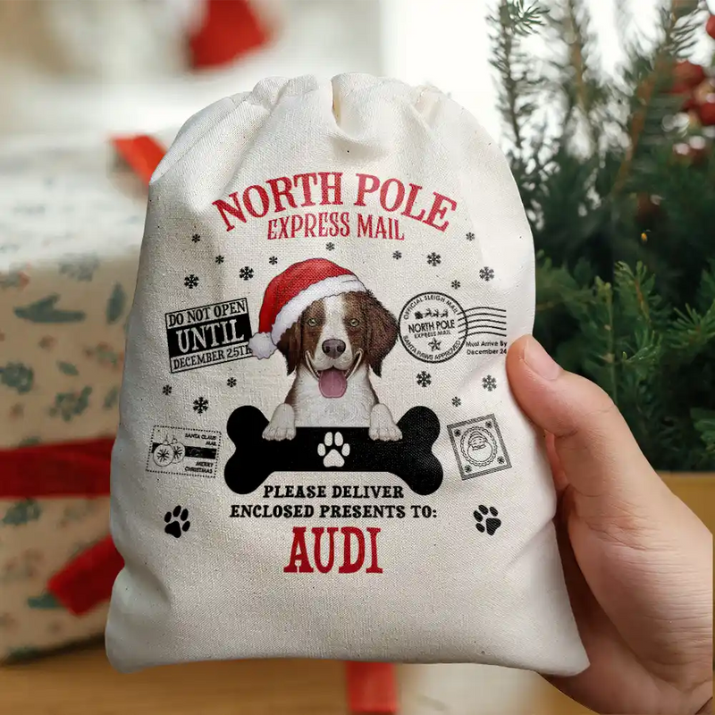 North Pole Santa Paws Sack Funny Pet - Personalized Favor Bag