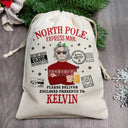 North Pole Santa Sack Cartoon Family - Personalized Favor Bag