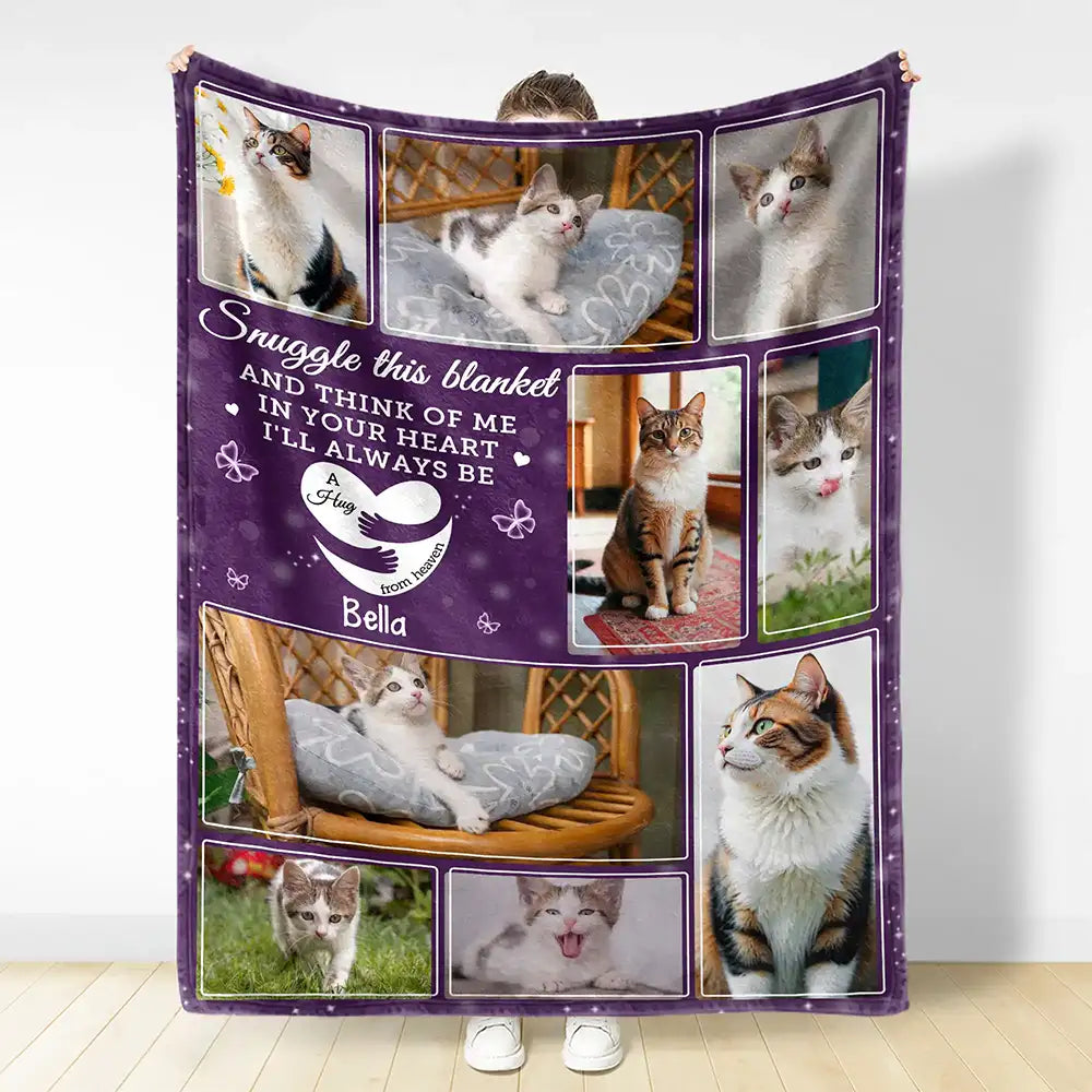 Custom Photo Memorial Think Of Me In Your Heart - Personalized Fleece Blanket, Sherpa Blanket