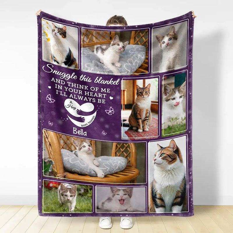 Custom Photo Memorial Think Of Me In Your Heart - Personalized Fleece Blanket, Sherpa Blanket