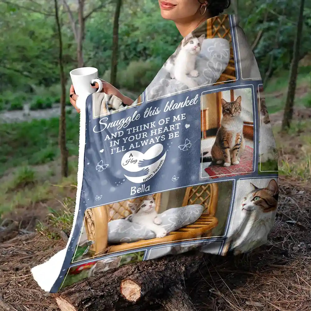 Custom Photo Memorial Think Of Me In Your Heart - Personalized Fleece Blanket, Sherpa Blanket