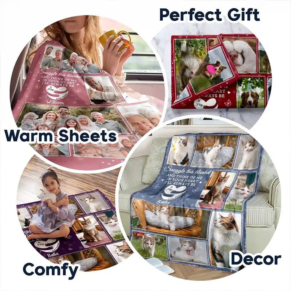 Custom Photo Memorial Think Of Me In Your Heart - Personalized Fleece Blanket, Sherpa Blanket