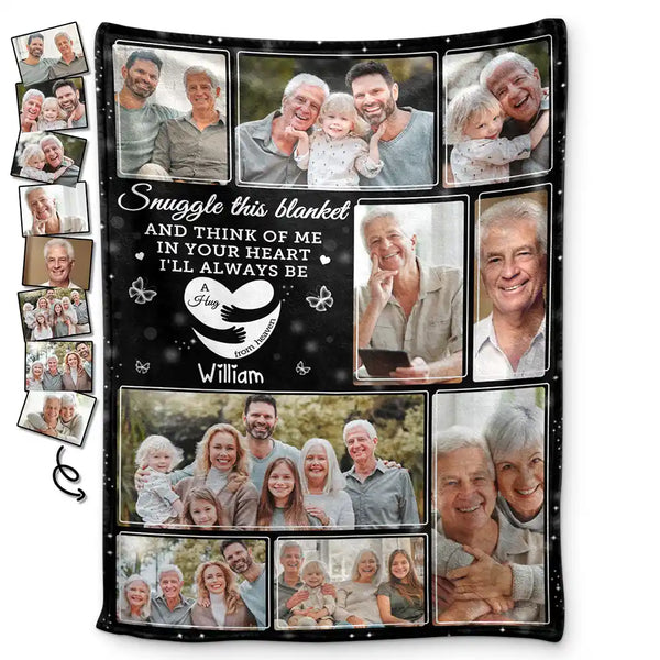 Custom Photo Memorial Think Of Me In Your Heart - Personalized Fleece Blanket, Sherpa Blanket