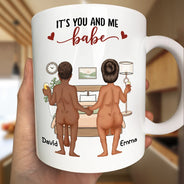Top Market, Humorous, Old Couples, Gift For Couples, Vector - Naked Old Couple It's You And Me - Personalized Mug