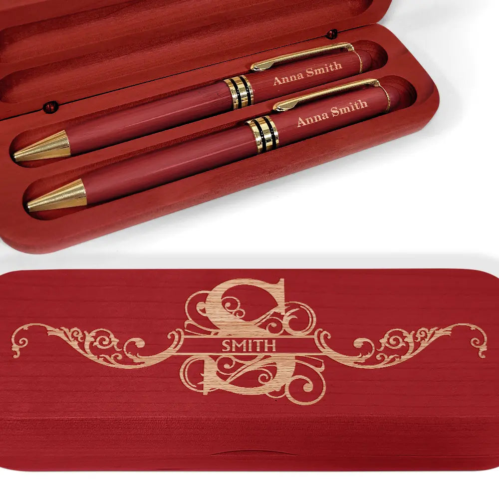 Gift For Yourself - Name Monogram - Personalized Wooden Pen Set