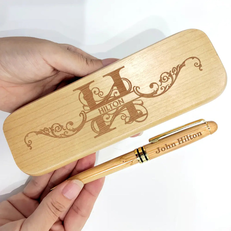Gift For Yourself - Name Monogram - Personalized Wooden Pen Set