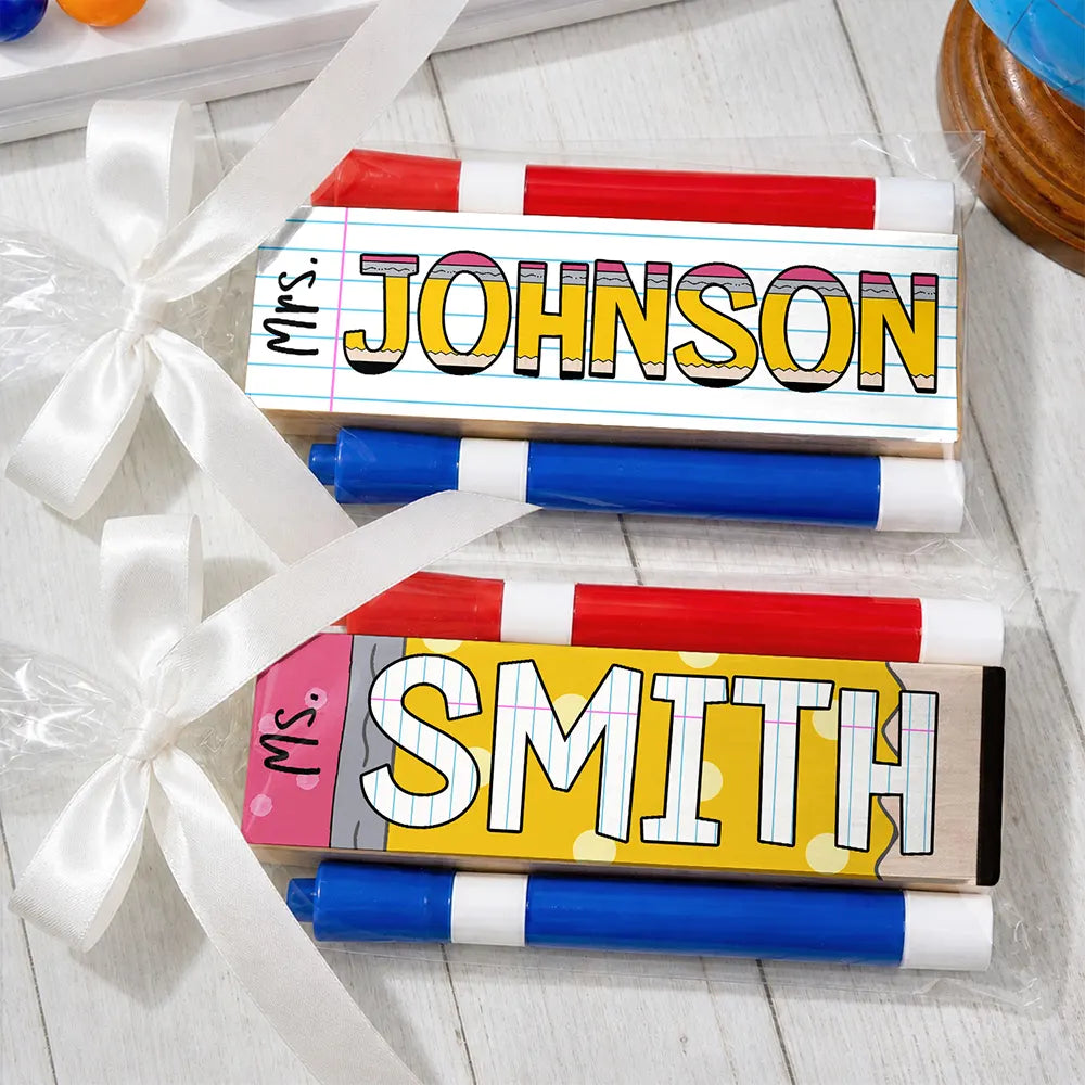 Name Teacher Back To School - Personalized Whiteboard Eraser & Marker Set