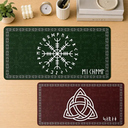 Top Market,Gift For Men,Gift For Yourself,Confident,Icon - Name in Viking Runes - Personalized Leather Desk Mat