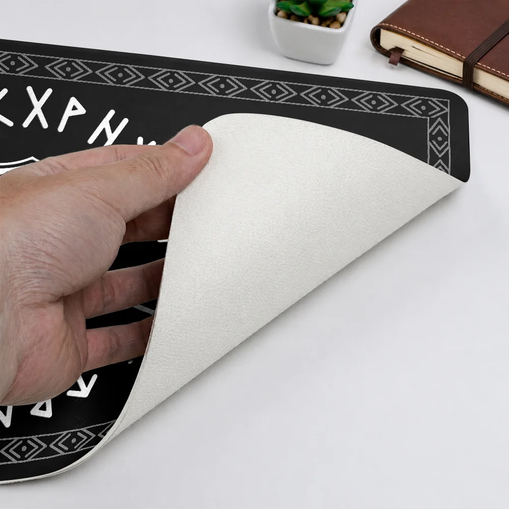Top Market,Gift For Men,Gift For Yourself,Confident,Icon - Name in Viking Runes - Personalized Leather Desk Mat