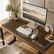 Top Market,Gift For Men,Gift For Yourself,Confident,Icon - Name in Viking Runes - Personalized Leather Desk Mat