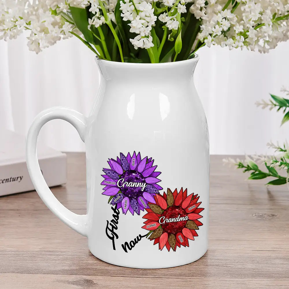 Gift For Grandma,Gift For Mother,Gift For Wife,Happy - Nana Auntie Mom Family Sunflower - Personalized Ceramic Flower Vase