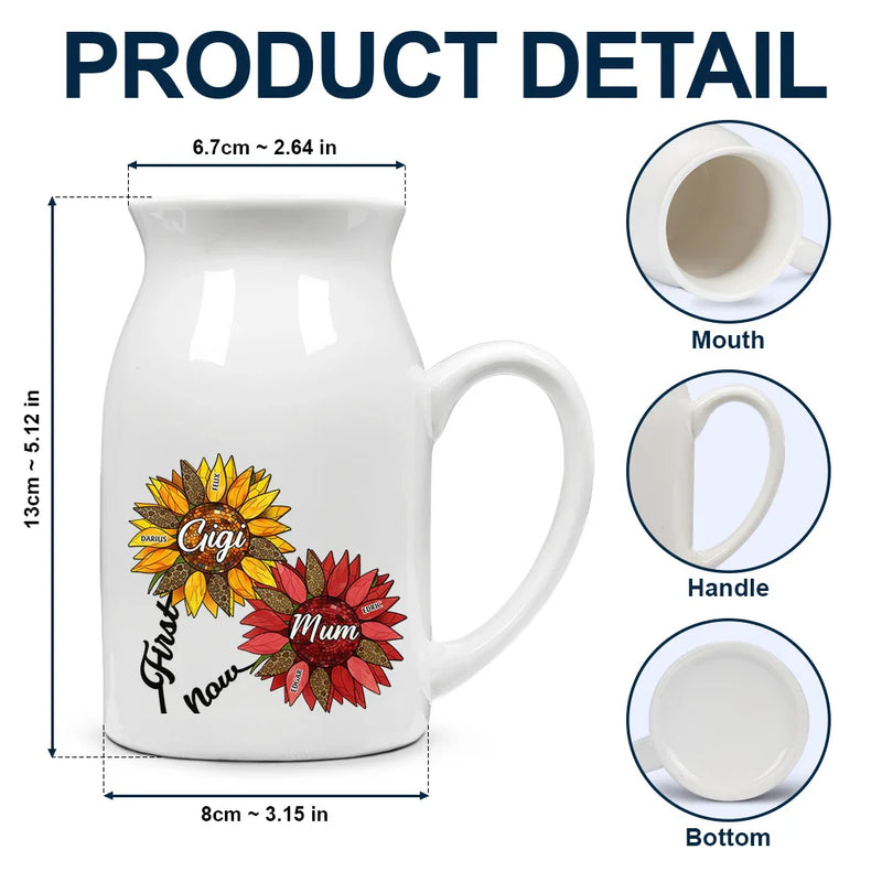 Gift For Grandma,Gift For Mother,Gift For Wife,Happy - Nana Auntie Mom Family Sunflower - Personalized Ceramic Flower Vase
