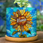 Gift For Grandma,Gift For Mother,Happy - Nana Auntie Mom Family Sunflower - Personalized Ceramic Plant Pot