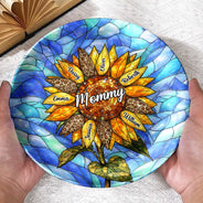 Gift For Grandma,Gift For Mother,Happy - Nana Auntie Mom Family Sunflower - Personalized Ceramic Plate