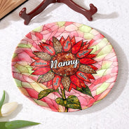 Gift For Grandma,Gift For Mother,Happy - Nana Auntie Mom Family Sunflower - Personalized Ceramic Plate