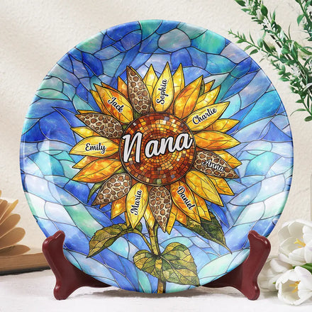 Nana Auntie Mom Family Sunflower - Personalized Ceramic Plate