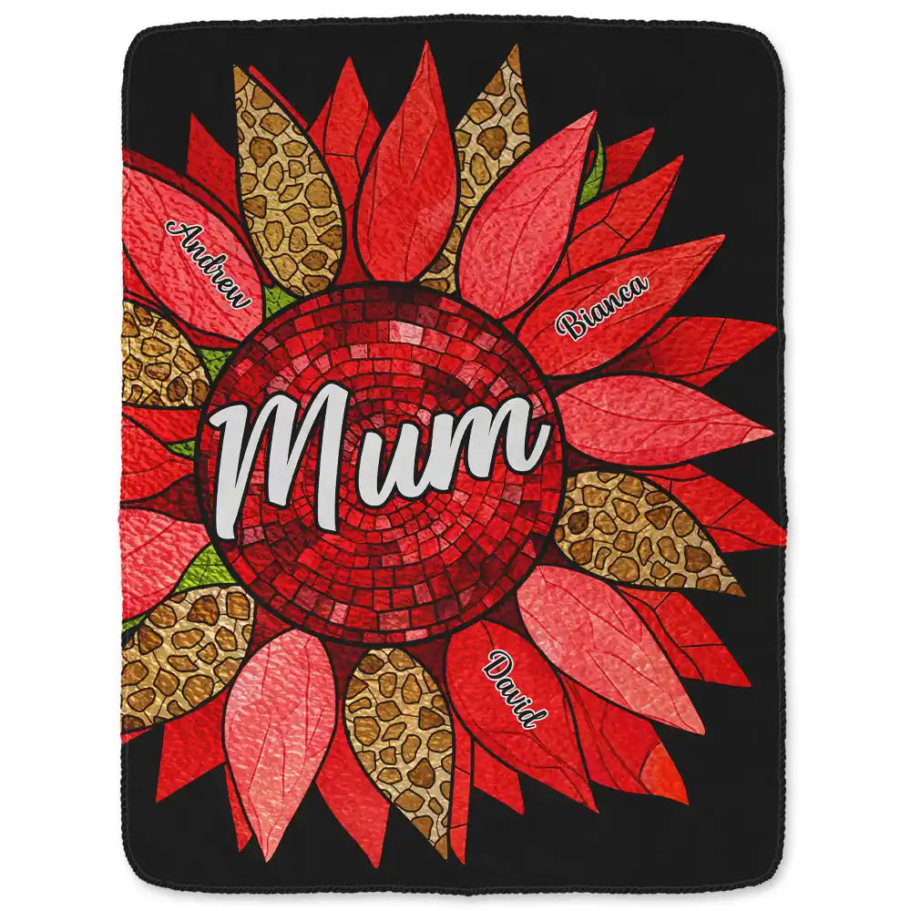 Gift For Grandma,Gift For Mother,Gift For Wife - Nana Auntie Mom Family Sunflower - Personalized Fleece Blanket, Sherpa Blanket