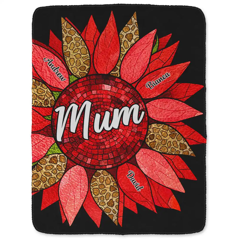 Gift For Grandma,Gift For Mother,Gift For Wife - Nana Auntie Mom Family Sunflower - Personalized Fleece Blanket, Sherpa Blanket