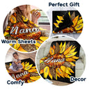 Gift For Grandma,Gift For Mother,Gift For Wife - Nana Auntie Mom Family Sunflower - Personalized Fleece Blanket, Sherpa Blanket