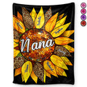 Gift For Grandma,Gift For Mother,Gift For Wife - Nana Auntie Mom Family Sunflower - Personalized Fleece Blanket, Sherpa Blanket