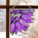 Happy, Gift For Grandma, Gift For Mother, Gift For Wife, Gift For Women, Gift For Yourself - Nana Auntie Mom Family Sunflower - Personalized Window Corner Suncatcher