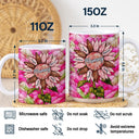 Gift For Mother,Gift For Grandma,Love - Nana Auntie Mom Family Sunflower - Stained Glass Effect - Personalized White Edge-to-Edge Mug