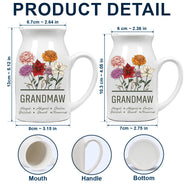 Gift For Wife,Gift For Mother,Gift For Grandma,Happy - Nana Grandma Mom Birth Flowers - Personalized Ceramic Flower Vase