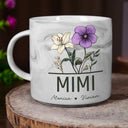 Gift For Grandma,Gift For Mother,Gift For Wife,Happy - Nana Grandma Mom Birth Flowers - Personalized Marble Mug
