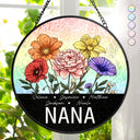 Gift For Grandma,Gift For Mother,Gift For Wife,Happy - Nana Grandma Mom Birth Flowers - Personalized Stained Glass Window Hanging Suncatcher