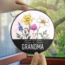 Gift For Grandma,Gift For Mother,Gift For Wife,Happy - Nana Grandma Mom Birth Flowers - Personalized Stained Glass Window Hanging Suncatcher