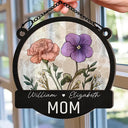 Gift For Grandma, Gift For Mother, Gift For Wife, Happy - Nana Grandma Mom Birth Flowers - Personalized Window Hanging Suncatcher Ornament