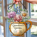 Gift For Grandma,Grandma - Grandkids,Happy - Nana Grandma's Garden Birth Month Flower - Personalized Window Hanging Suncatcher Ornament
