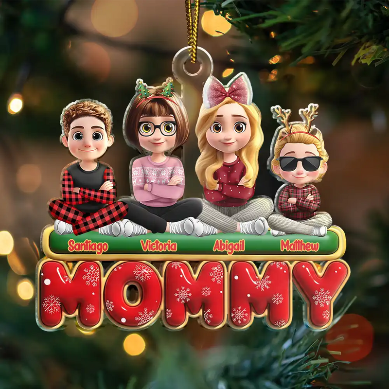 Gift For Grandparents, Parents, Christmas, Happy - Nana Mama Papa 3D Effect - Personalized Custom Shaped Acrylic Ornament